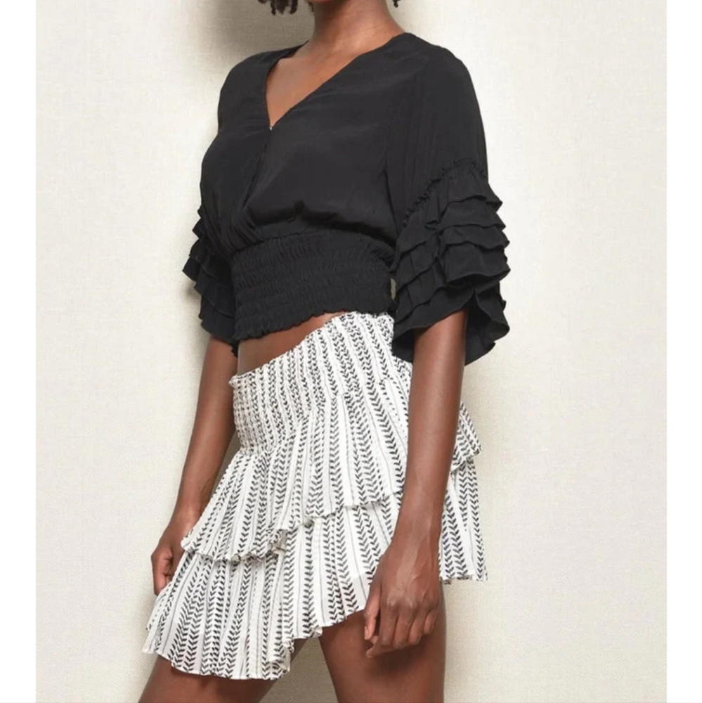 🔥🔥Muche et Muchette Anoush mini ruffle black & white skirt OS